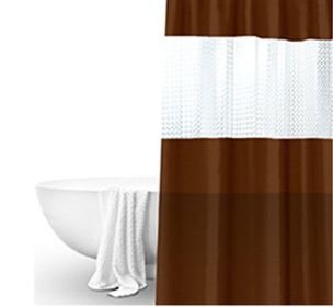 Splicing Translucent Waterproof Mildew Proof Bathroom Bath Shower Partition Curtain (Color: coffee)