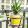 Hanging Railing Planters Flower Pot Holders Metal Planter Racks Fence Potted Stand Mounted Round Plant Baskets Container for Indoor Outdoor Use