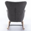 Teddy Fabric Padded Seat Rocking Chair With High Backrest And Armrests